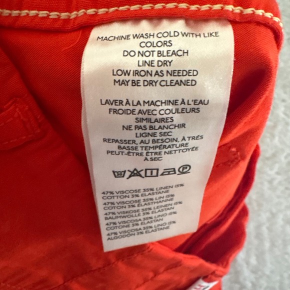 Anthropologie Maeve Colette Cropped Wide Leg Red Orange Linen Blend Pants 30T - Picture 7 of 9